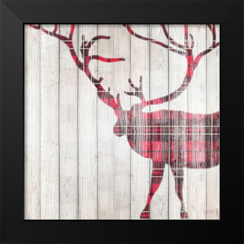 Red Rhizome Deer Black Modern Wood Framed Art Print by Coolick, Ann Marie