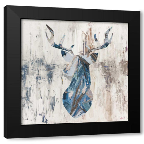 Blue Rhizome Deer Bust Black Modern Wood Framed Art Print by Coolick, Ann Marie