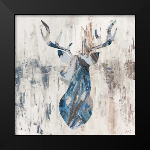 Blue Rhizome Deer Bust Black Modern Wood Framed Art Print by Coolick, Ann Marie