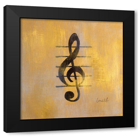 Treble Clef Black Modern Wood Framed Art Print with Double Matting by Loreth, Lanie