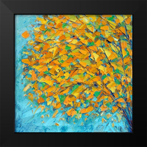 Autumn On Teal Black Modern Wood Framed Art Print by Coolick, Ann Marie