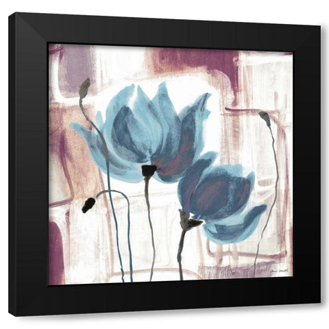 Blue Magnolias II Black Modern Wood Framed Art Print with Double Matting by Loreth, Lanie