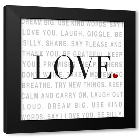 Love and Life I Black Modern Wood Framed Art Print by SD Graphics Studio