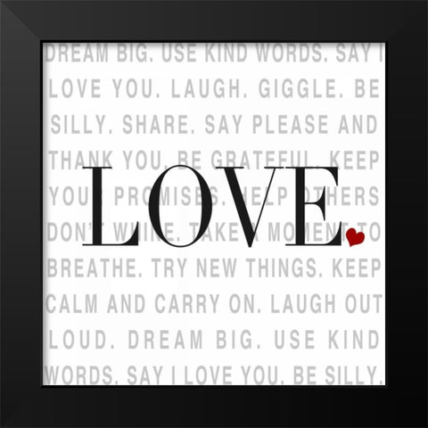 Love and Life I Black Modern Wood Framed Art Print by SD Graphics Studio