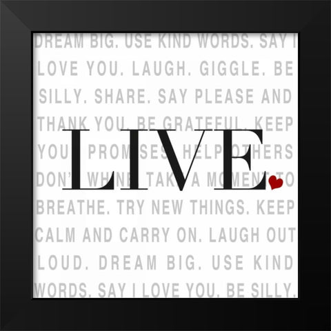 Love and Life II Black Modern Wood Framed Art Print by SD Graphics Studio