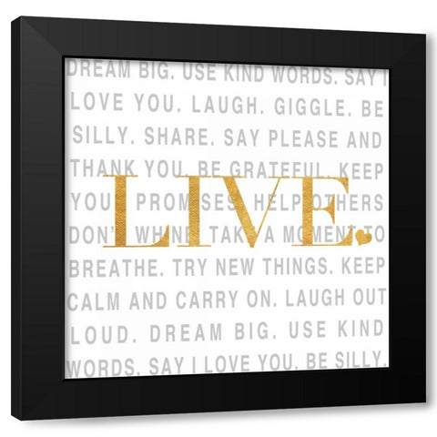Gold Love and Life II Black Modern Wood Framed Art Print by SD Graphics Studio