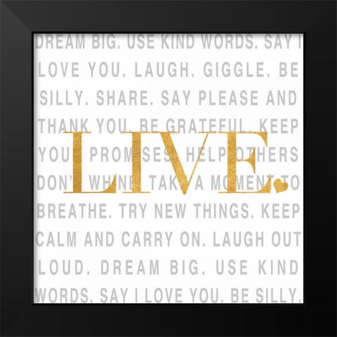 Gold Love and Life II Black Modern Wood Framed Art Print by SD Graphics Studio
