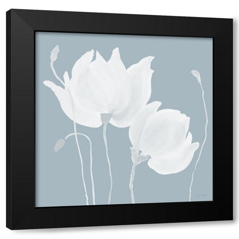 White Floral Sway Black Modern Wood Framed Art Print with Double Matting by Loreth, Lanie