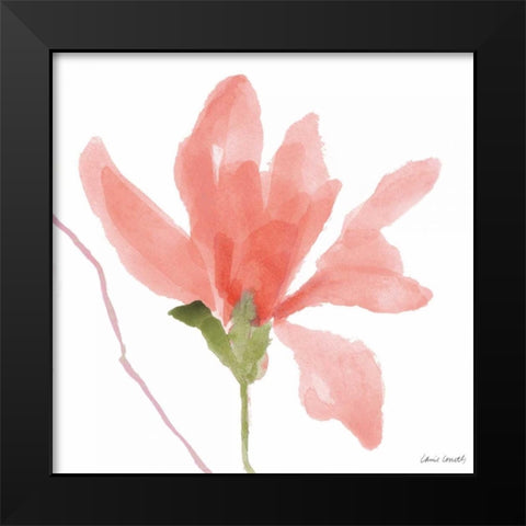 Floral Sway Peach I Black Modern Wood Framed Art Print by Loreth, Lanie