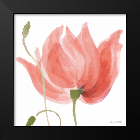 Floral Sway Peach II Black Modern Wood Framed Art Print by Loreth, Lanie