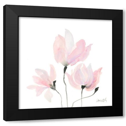 Pastel Floral Sway I Black Modern Wood Framed Art Print with Double Matting by Loreth, Lanie