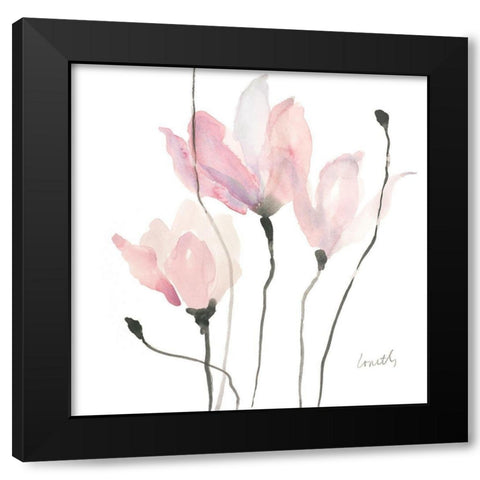 Pastel Floral Sway II Black Modern Wood Framed Art Print with Double Matting by Loreth, Lanie