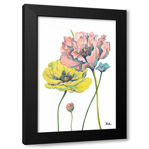 Fresh Colored Poppies I Black Modern Wood Framed Art Print with Double Matting by Pinto, Patricia