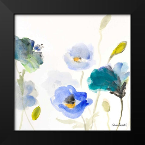 Poppies In The Blues I Black Modern Wood Framed Art Print by Loreth, Lanie