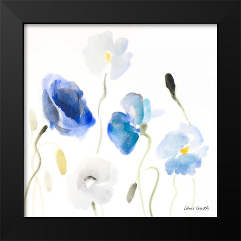 Poppies In The Blues II Black Modern Wood Framed Art Print by Loreth, Lanie