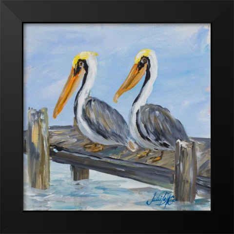 Pelicans On Deck Black Modern Wood Framed Art Print by DeRice, Julie