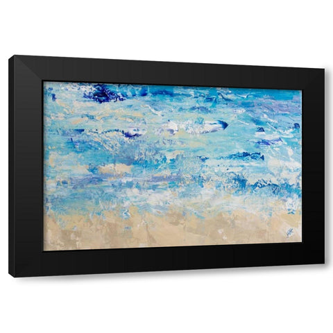 Blue Crashing Wave Black Modern Wood Framed Art Print by DeRice, Julie