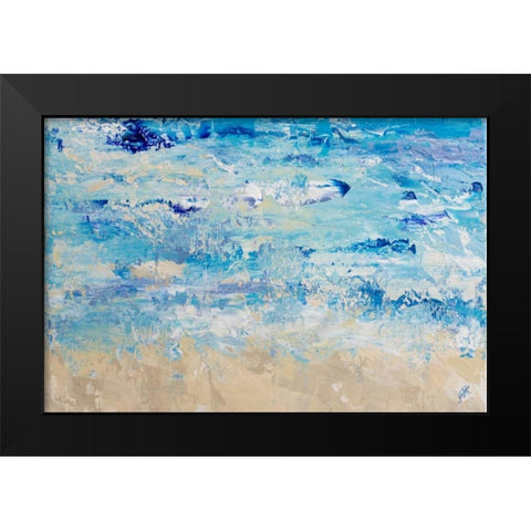 Blue Crashing Wave Black Modern Wood Framed Art Print by DeRice, Julie