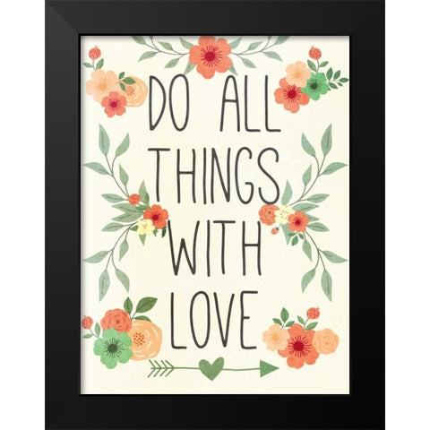 Love Heart I Black Modern Wood Framed Art Print by SD Graphics Studio