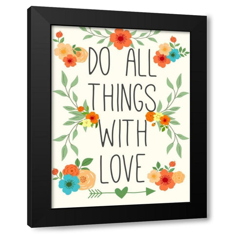 Heart and Love I Black Modern Wood Framed Art Print with Double Matting by SD Graphics Studio