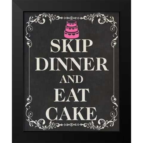 Eat Cake Pink II Black Modern Wood Framed Art Print by SD Graphics Studio