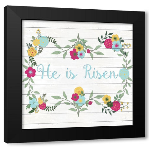 He is Risen Floral Black Modern Wood Framed Art Print with Double Matting by SD Graphics Studio