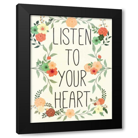 Love Heart II Black Modern Wood Framed Art Print by SD Graphics Studio
