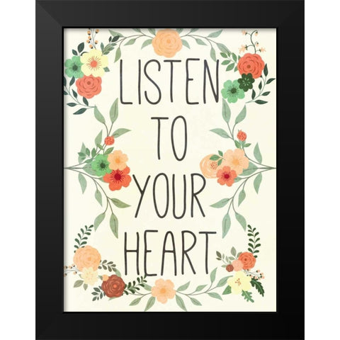 Love Heart II Black Modern Wood Framed Art Print by SD Graphics Studio