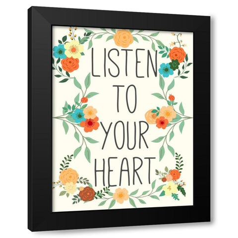Heart and Love II Black Modern Wood Framed Art Print by SD Graphics Studio
