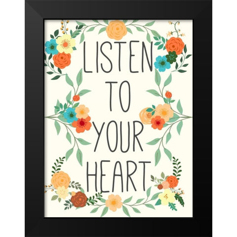 Heart and Love II Black Modern Wood Framed Art Print by SD Graphics Studio