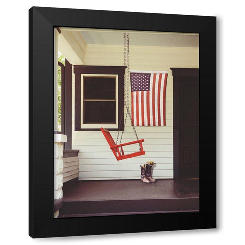 Patriotic Porch Black Modern Wood Framed Art Print by Peck, Gail