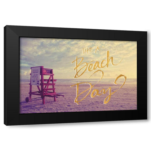 Take a Beach Day Black Modern Wood Framed Art Print with Double Matting by Peck, Gail