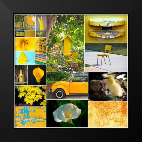 Hello Sunshine Collage Black Modern Wood Framed Art Print by Peck, Gail