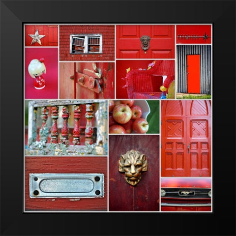 Apple Red Collage Black Modern Wood Framed Art Print by Peck, Gail