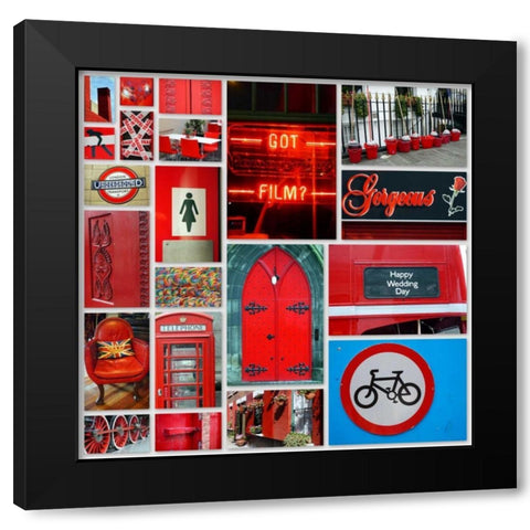 Stop Light Red Collage Black Modern Wood Framed Art Print by Peck, Gail