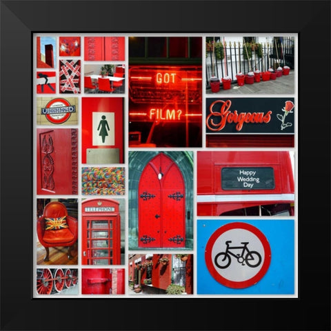 Stop Light Red Collage Black Modern Wood Framed Art Print by Peck, Gail