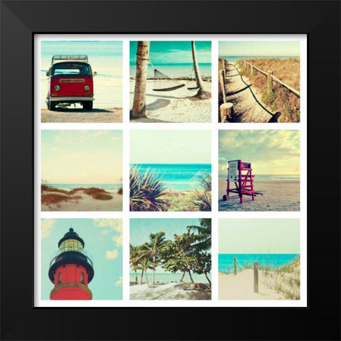 Summer Collage Black Modern Wood Framed Art Print by Peck, Gail