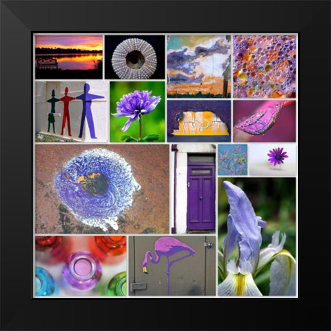 Purple Blossom Collage Black Modern Wood Framed Art Print by Peck, Gail