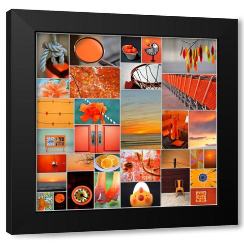 Orangina Collage Black Modern Wood Framed Art Print with Double Matting by Peck, Gail