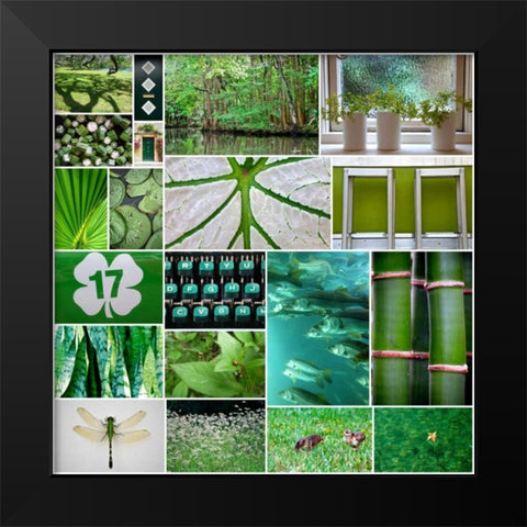 Forest Green Collage Black Modern Wood Framed Art Print by Peck, Gail