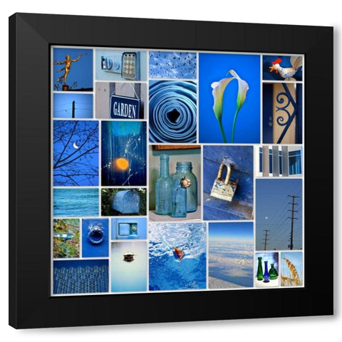 Sky Blue Collage Black Modern Wood Framed Art Print with Double Matting by Peck, Gail