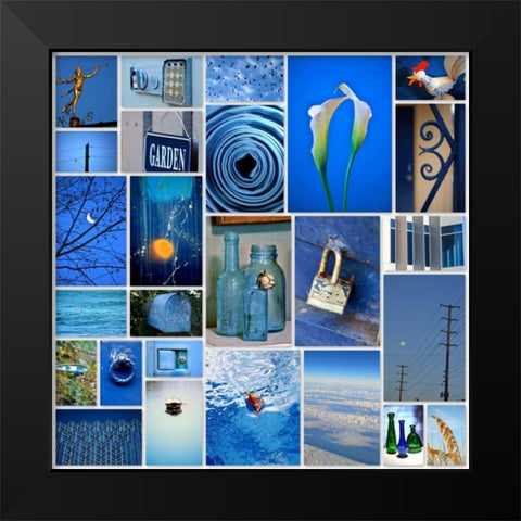 Sky Blue Collage Black Modern Wood Framed Art Print by Peck, Gail