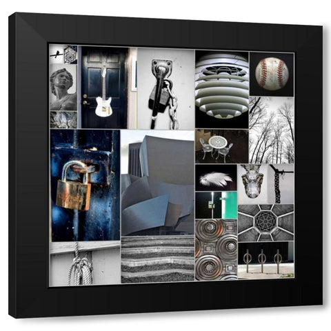 Silver Lining Collage Black Modern Wood Framed Art Print by Peck, Gail