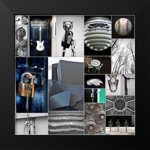 Silver Lining Collage Black Modern Wood Framed Art Print by Peck, Gail