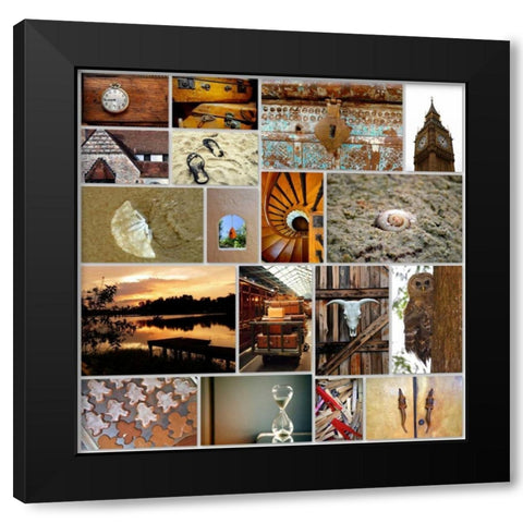 Naturally Brown Collage Black Modern Wood Framed Art Print with Double Matting by Peck, Gail