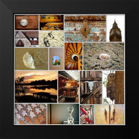 Naturally Brown Collage Black Modern Wood Framed Art Print by Peck, Gail