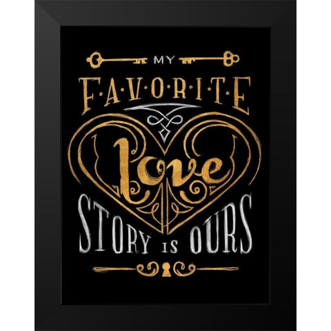Black and Gold Love Story Black Modern Wood Framed Art Print by SD Graphics Studio
