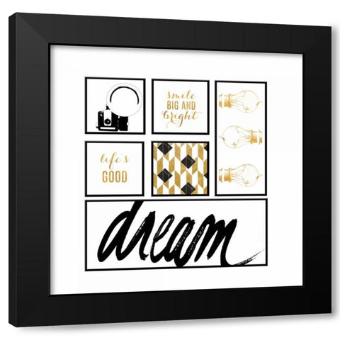 Dream Pack Black Modern Wood Framed Art Print by SD Graphics Studio