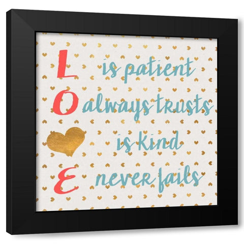 LOVE with Gold Hearts Black Modern Wood Framed Art Print by Studio, SD Graphics