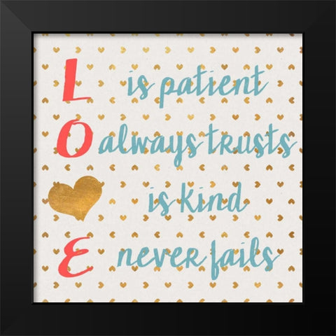 LOVE with Gold Hearts Black Modern Wood Framed Art Print by Studio, SD Graphics